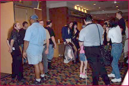 Elvira and Patterson posing for photos.